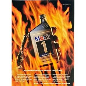 Mobil 1 Formula 5W-30 Turbo/Race Motor Oil Vintage Print Ad 1989